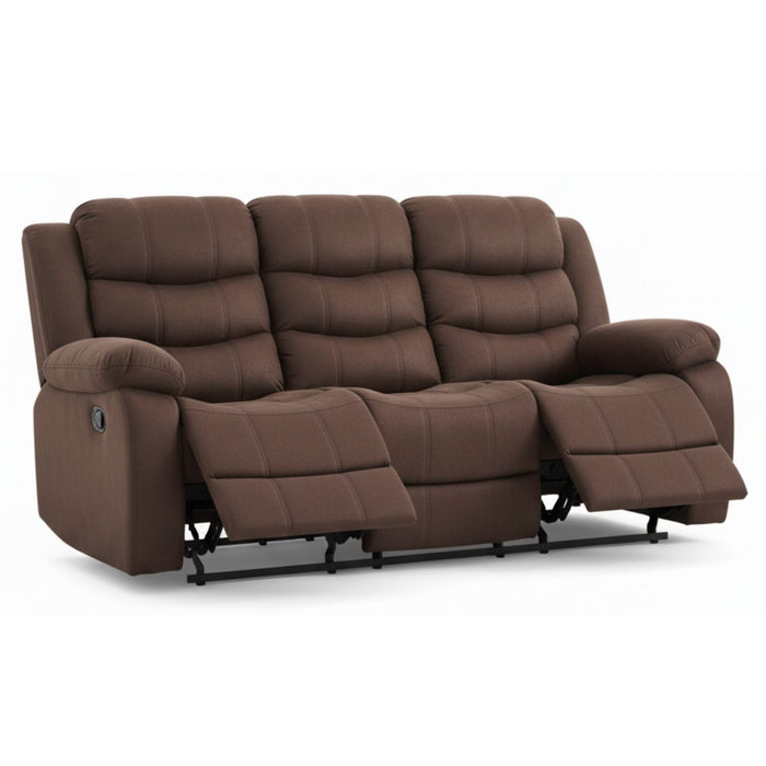 Living Reclinable Sofá 3 Cuerpos + 2 Bergers Reclinable Norman Café Oscuro