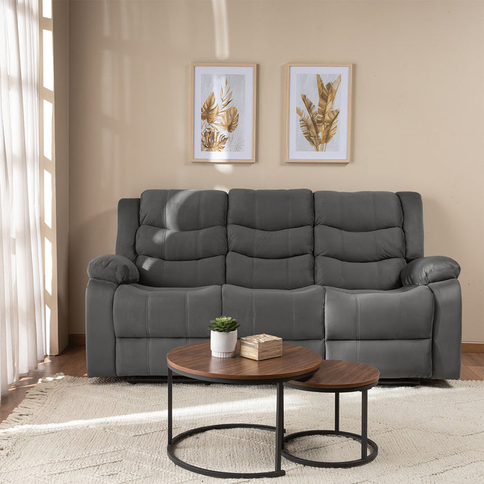 Living Reclinable Sofá 3 Cuerpos + 2 Bergers Reclinable Norman Gris