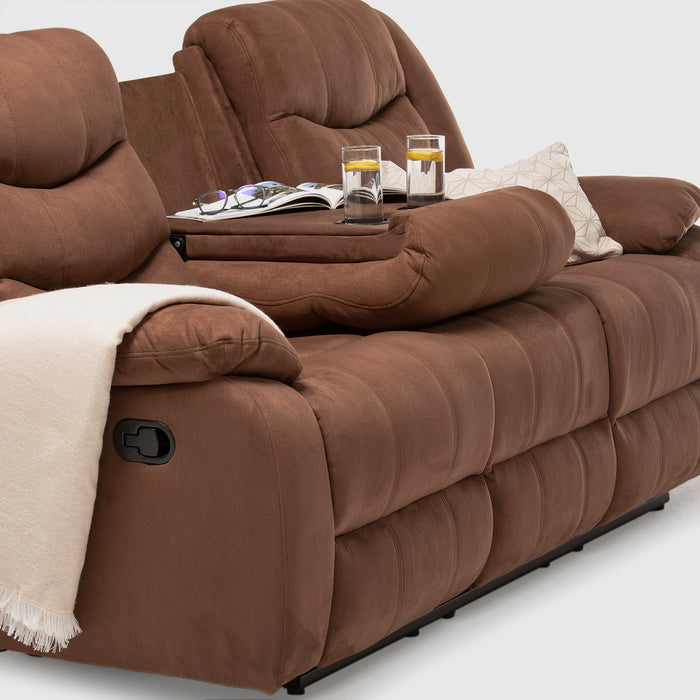 Living Reclinable Sofá 3 Cuerpos + 1 Sofá 2 Cuerpos + 1 Berger Café Norman