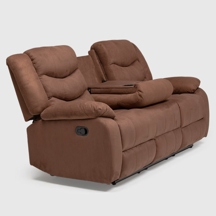 Living Reclinable Sofá 3 Cuerpos + 1 Sofá 2 Cuerpos Café Norman