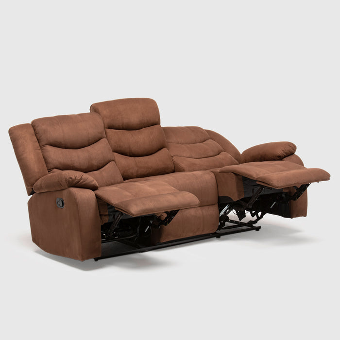 Living Reclinable Sofá 3 Cuerpos + 1 Sofá 2 Cuerpos Café Norman