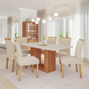 Juego de Comedor Elegante Madera Rectangular 6 Sillas Ariela