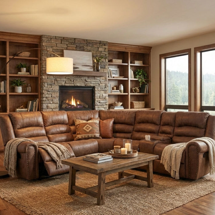 Sofá Seccional Reclinable Moderno 5 Cuerpos + Consola Castle