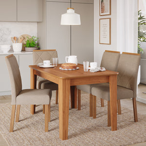 Juego de Comedor Elegante Madera Estela Rectangular 4 sillas