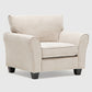 Sofá 3 Cuerpos Lousiana Vintage Cuero Viejo Café + 2 Sillones Beige Moderno y Elegante New Charlotte + Mesa De Centro Moderna Blanca