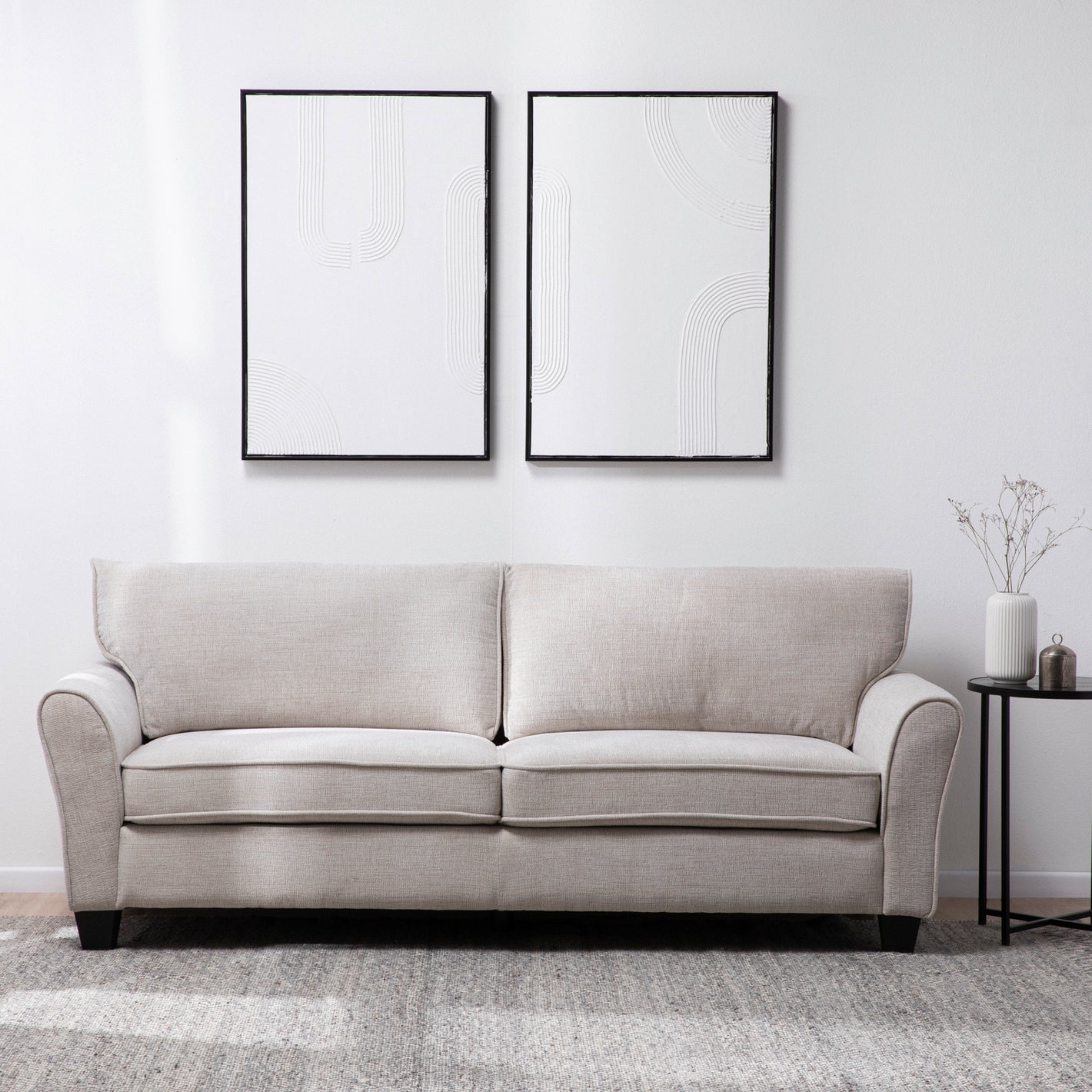 Sofá Beige 3 Cuerpos - Moderno Elegante New Charlotte