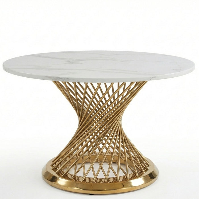 Mesa de Centro Redonda Elegante Dorada de Mármol Cantabria