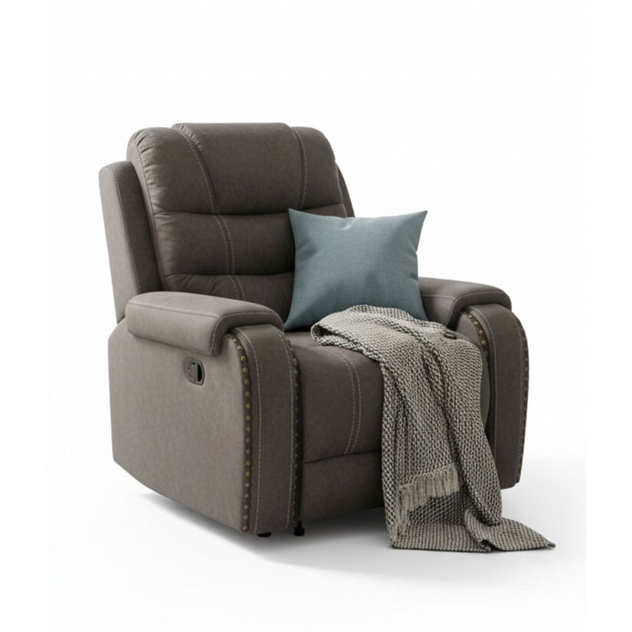 Living Reclinable Sofá 3 Cuerpos + 2 Bergers Reclinable Gris Verona
