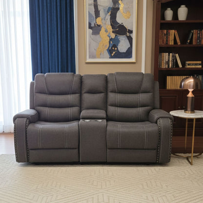Sofá 2 Cuerpos Reclinable Gris Moderno Verona