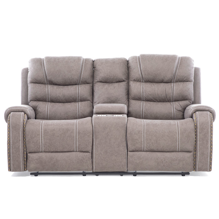 Sofá 2 Cuerpos Reclinable Gris Moderno Verona