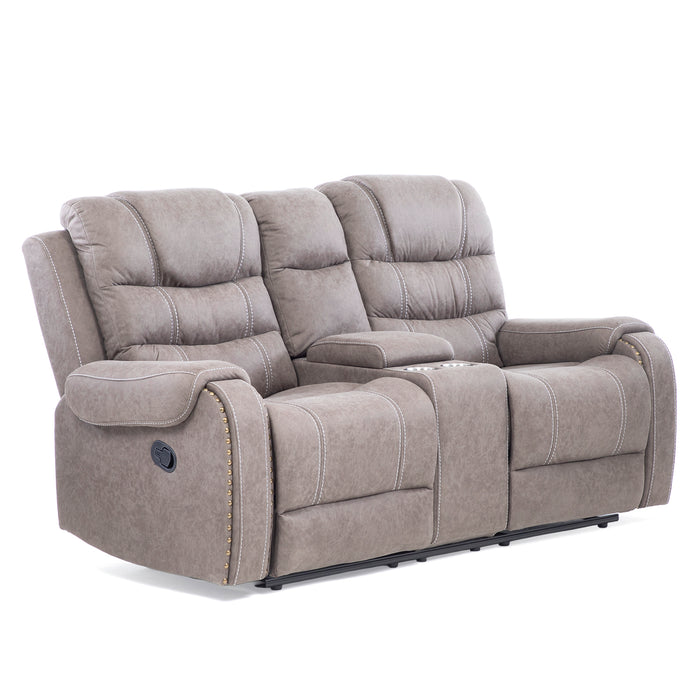 Living Reclinable Sofá 3 Cuerpos + Sofá 2 Cuerpos + 1 Berger Gris Verona