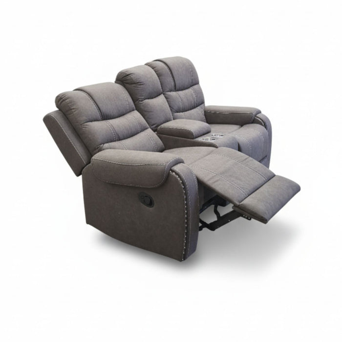 Living Reclinable Sofá 2 Cuerpos + 2 Bergers Reclinable Gris Verona