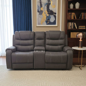 Living Reclinable Sofá 2 Cuerpos + 2 Bergers Reclinable Gris Verona
