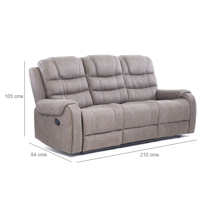 Living Reclinable Sofá 3 Cuerpos + Sofá 2 Cuerpos + 1 Berger Gris Verona