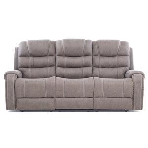 Sofá 3 Cuerpos Reclinable Gris Moderno Verona