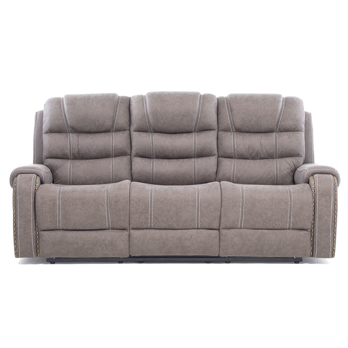 Living Reclinable Sofá 3 Cuerpos + Sofá 2 Cuerpos + 1 Berger Gris Verona