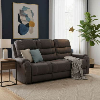 Sofá 3 Cuerpos Reclinable Gris Moderno Verona