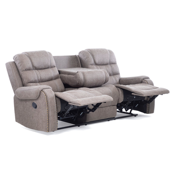 Living Reclinable Sofá 3 Cuerpos + Sofá 2 Cuerpos + 1 Berger Gris Verona