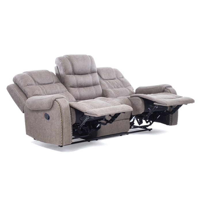 Living Reclinable Sofá 3 Cuerpos + Sofá 2 Cuerpos + 1 Berger Gris Verona