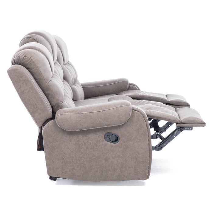 Sofá 3 Cuerpos Reclinable Gris Moderno Verona