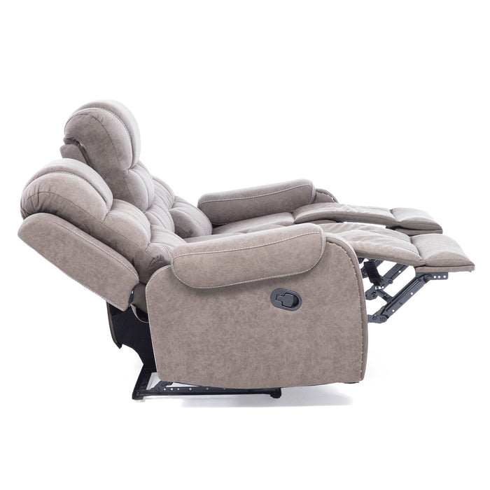 Living Reclinable Sofá 3 Cuerpos + Sofá 2 Cuerpos + 1 Berger Gris Verona