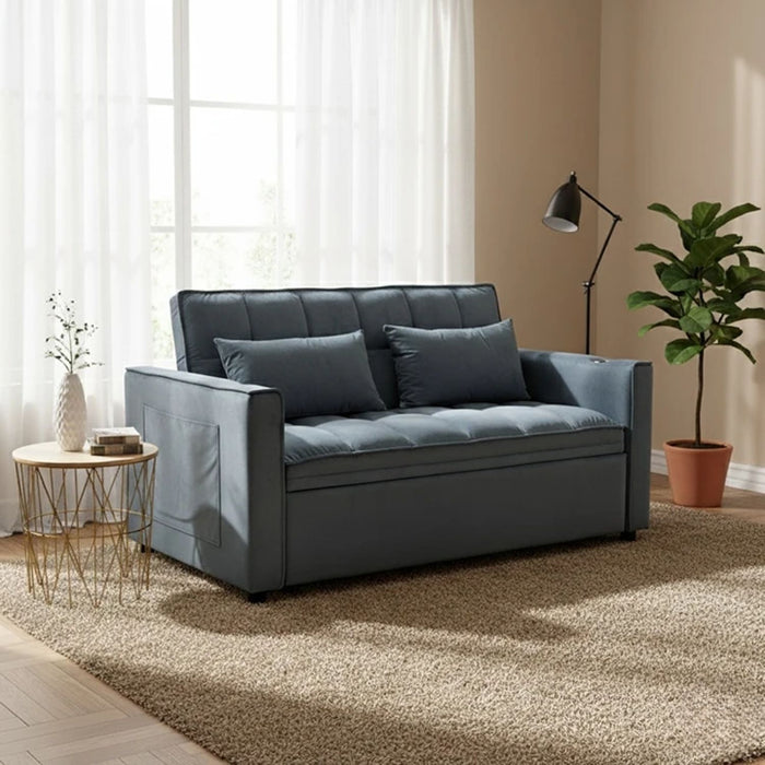 Sofá Cama 2 Cuerpos Moderno Dallas Gris