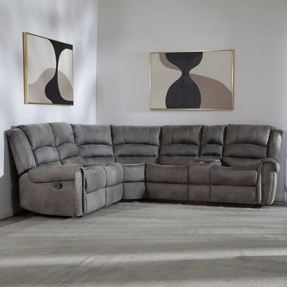 Sofá Seccional Reclinable Moderno 5 Cuerpos + Consola Castle