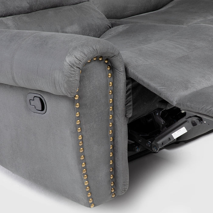 Sofá Seccional Reclinable Moderno Gris 5 Cuerpos + Consola Castle