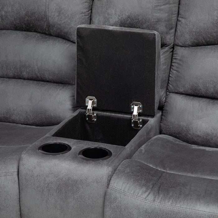 Sofá Seccional Reclinable Moderno Gris 5 Cuerpos + Consola Castle