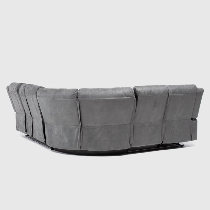 Sofá Seccional Reclinable Moderno Gris 5 Cuerpos + Consola Castle