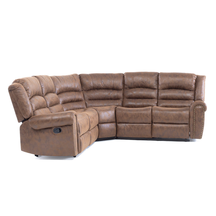 Sofá Seccional Reclinable Moderno Cuero Viejo Café Castle