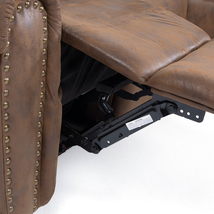 Sofá Seccional Reclinable Moderno Cuero Viejo Café Castle