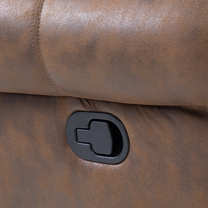 Sofá Seccional Reclinable Moderno Cuero Viejo Café Castle