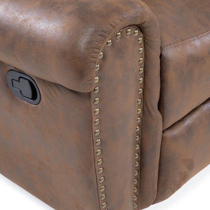 Sofá Seccional Reclinable Moderno Cuero Viejo Café Castle