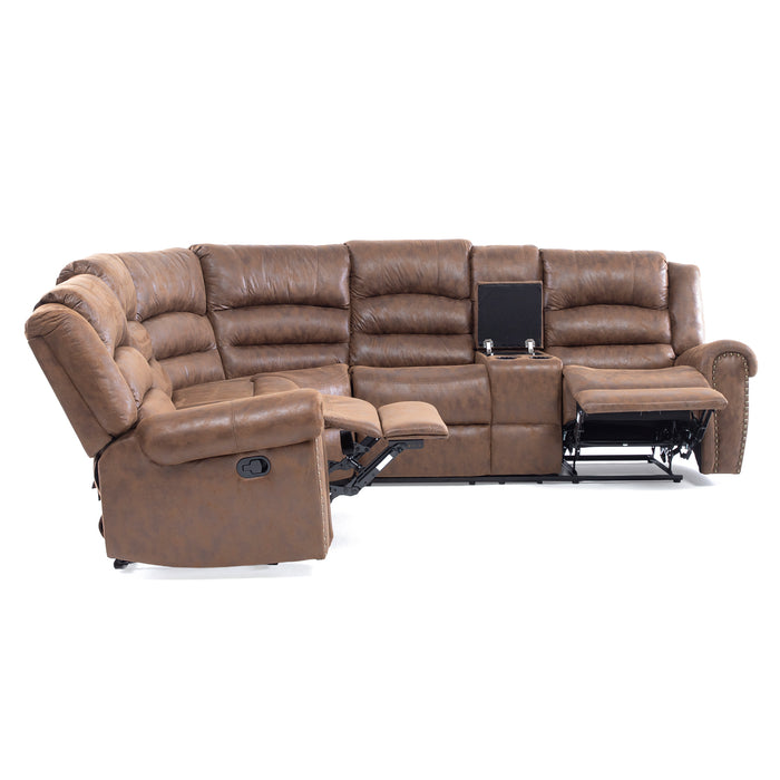 Sofá Seccional Reclinable Moderno 5 Cuerpos + Consola Castle