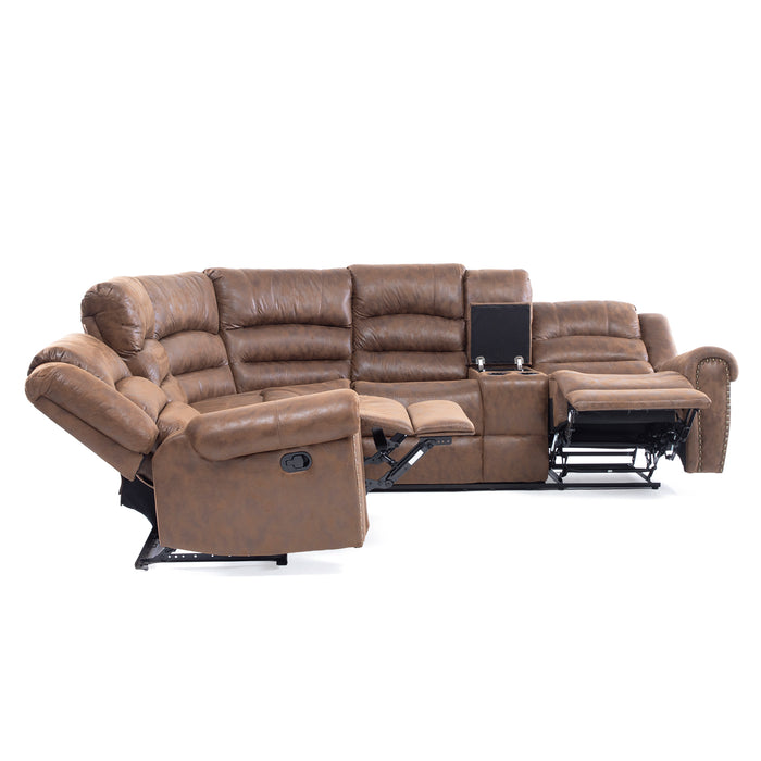 Sofá Seccional Reclinable Moderno 5 Cuerpos + Consola Castle