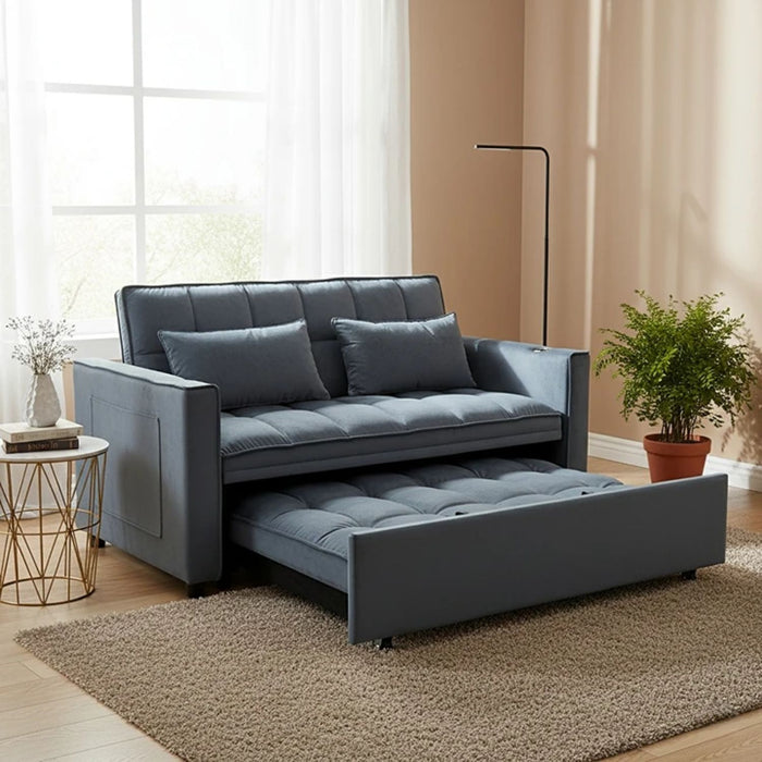 Sofá Cama 2 Cuerpos Moderno Dallas Gris
