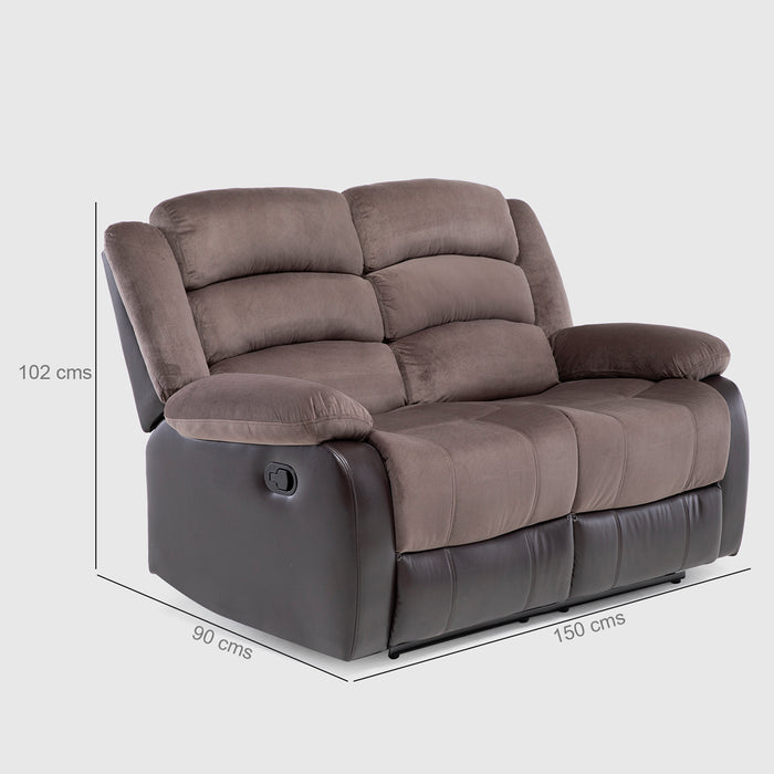 Sofá 2 Cuerpos Reclinable Moderno Café Praga