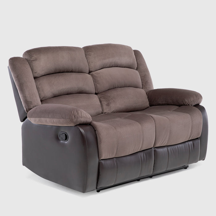Sofá 2 Cuerpos Reclinable Moderno Café Praga