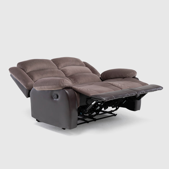 Sofá 2 Cuerpos Reclinable Moderno Café Praga