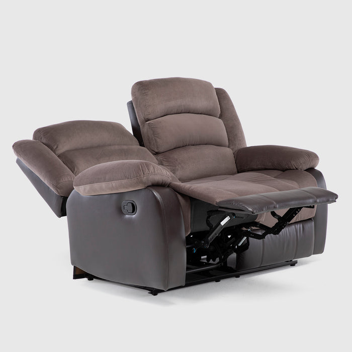Sofá 2 Cuerpos Reclinable Moderno Café Praga
