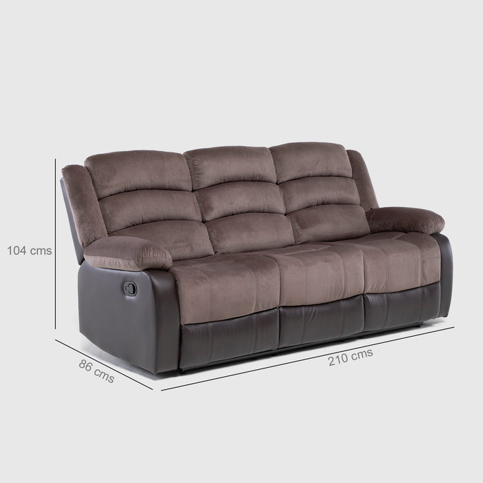 Sofá 3 Cuerpos Reclinable Moderno Café Praga