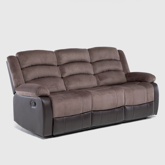 Sofá 3 Cuerpos Reclinable Moderno Café Praga