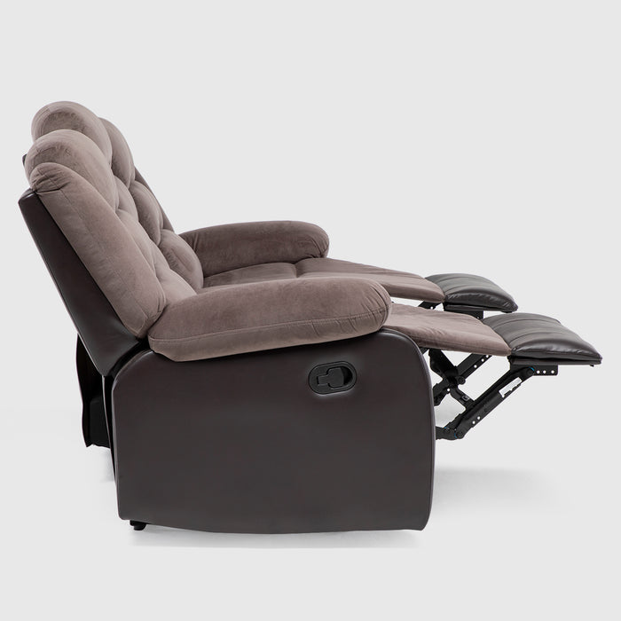 Sofá 3 Cuerpos Reclinable Moderno Café Praga