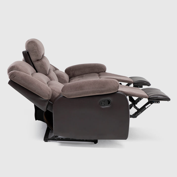 Sofá 3 Cuerpos Reclinable Moderno Café Praga