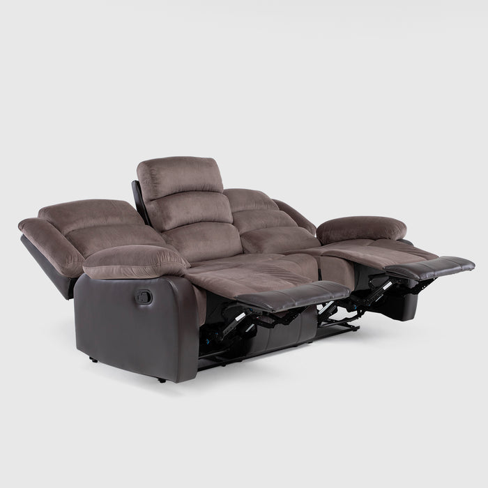 Sofá 3 Cuerpos Reclinable Moderno Café Praga