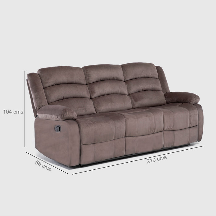 Sofá 3 Cuerpos Reclinable Moderno Café New Martell