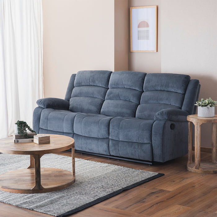 Living Reclinable 1 Sofá 3 Cuerpos + 2 Bergers Gris New Martell