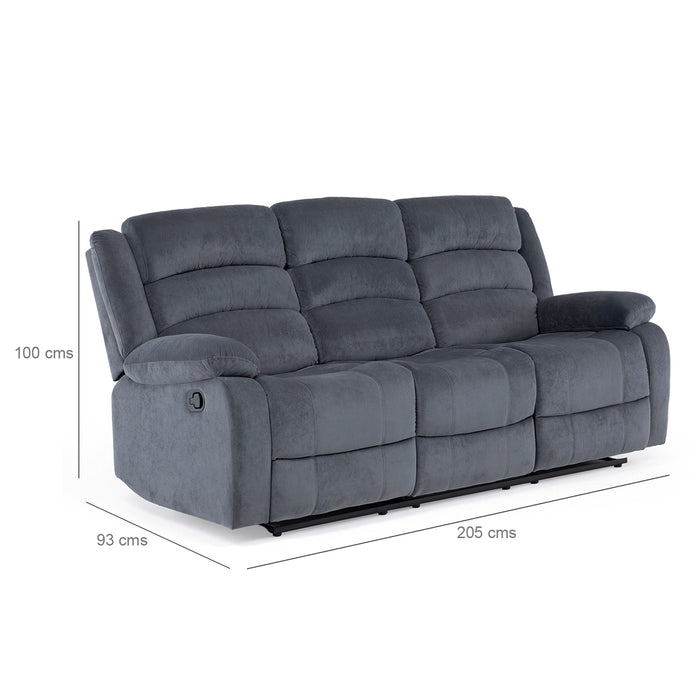 Living Reclinable 1 Sofá 3 Cuerpos + 2 Bergers Gris New Martell