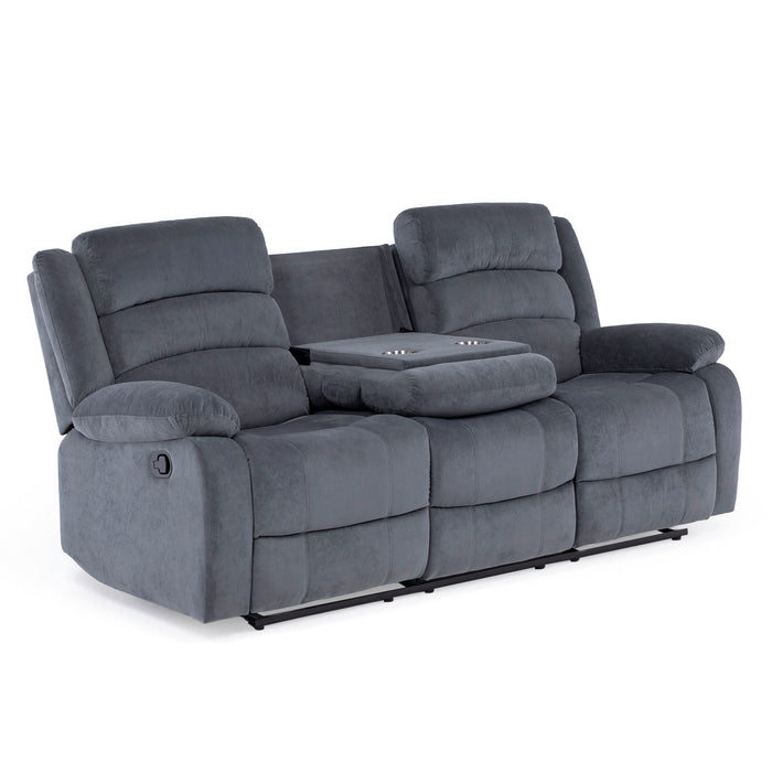 Sofá 3 Cuerpos Reclinable Moderno Gris New Martell